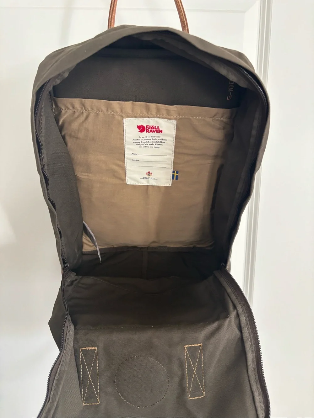 Kånken Leather-Handle Backpack in Dark Olive